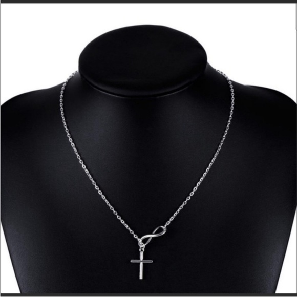 🎉2x HP🎊Cross Infinity Necklace Silver Color - Picture 2 of 2